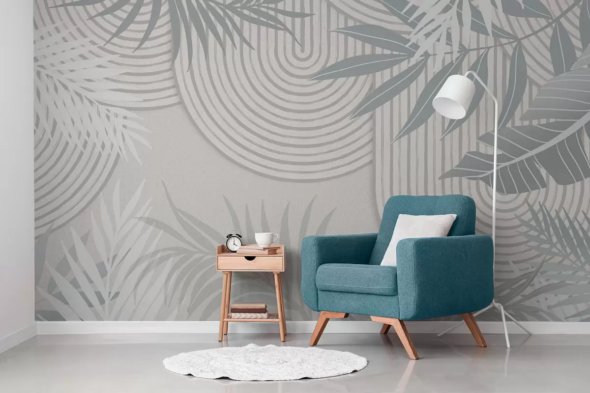 Papier peint Abstraction avec des branches de plantes w04295