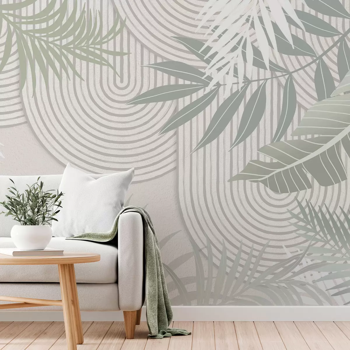 Papier peint Abstraction avec des branches de plantes w04295v1