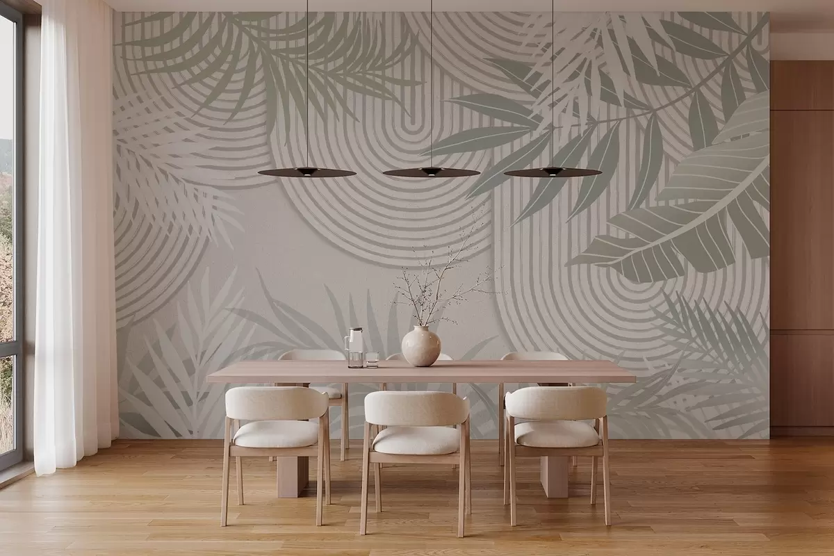 Papier peint Abstraction avec des branches de plantes w04295v1