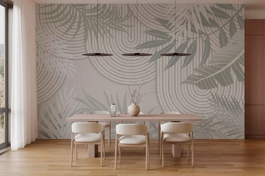 Papier peint Abstraction avec des branches de plantes w04295v1