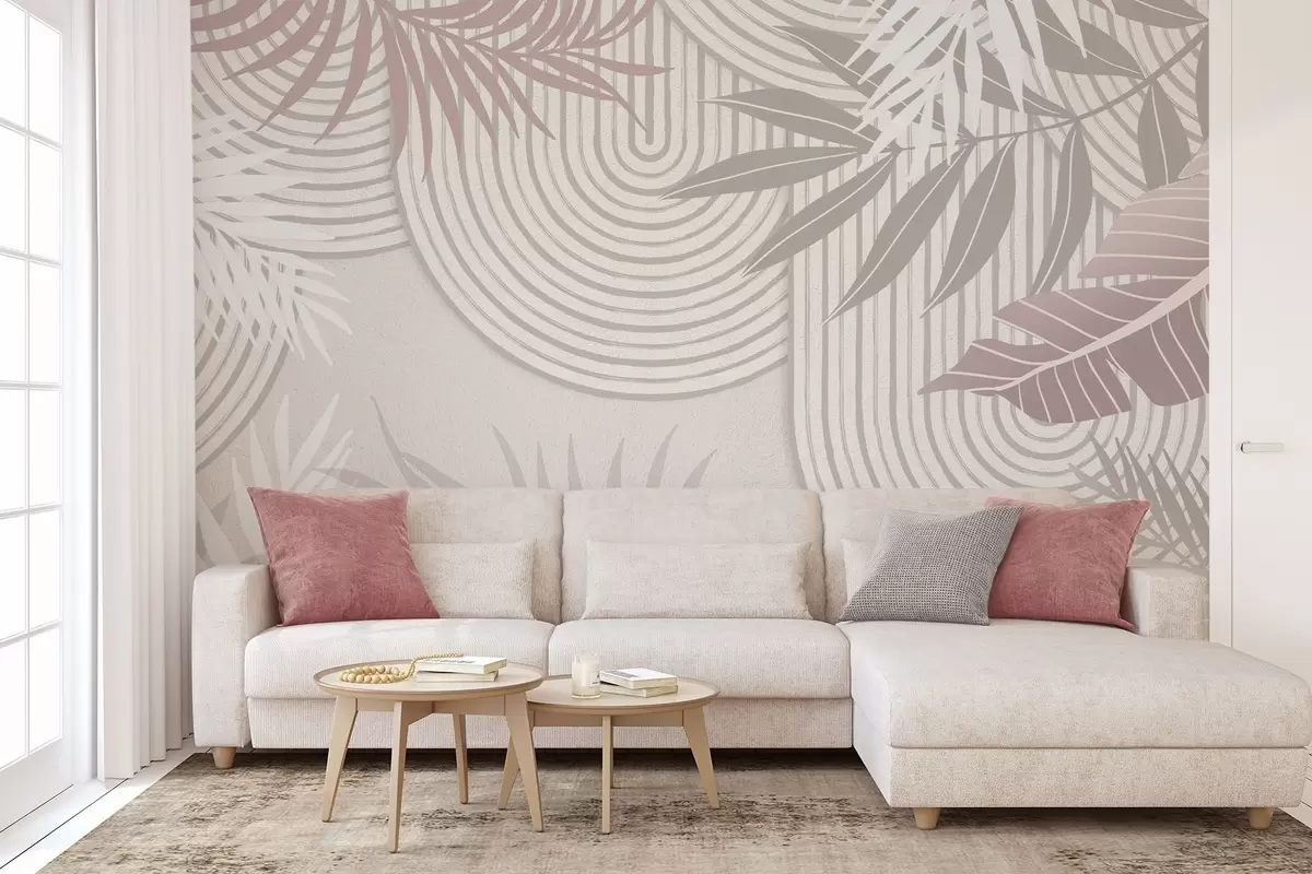 Papier peint Abstraction avec des branches de plantes w04295v2