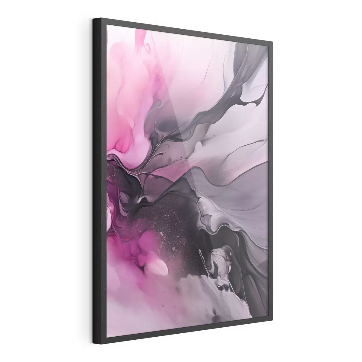 Poster Des tourbillons abstraits de rose, de violet et de noir se fondent dans une composition fluide et organique, créant une impression de mouvement f45196