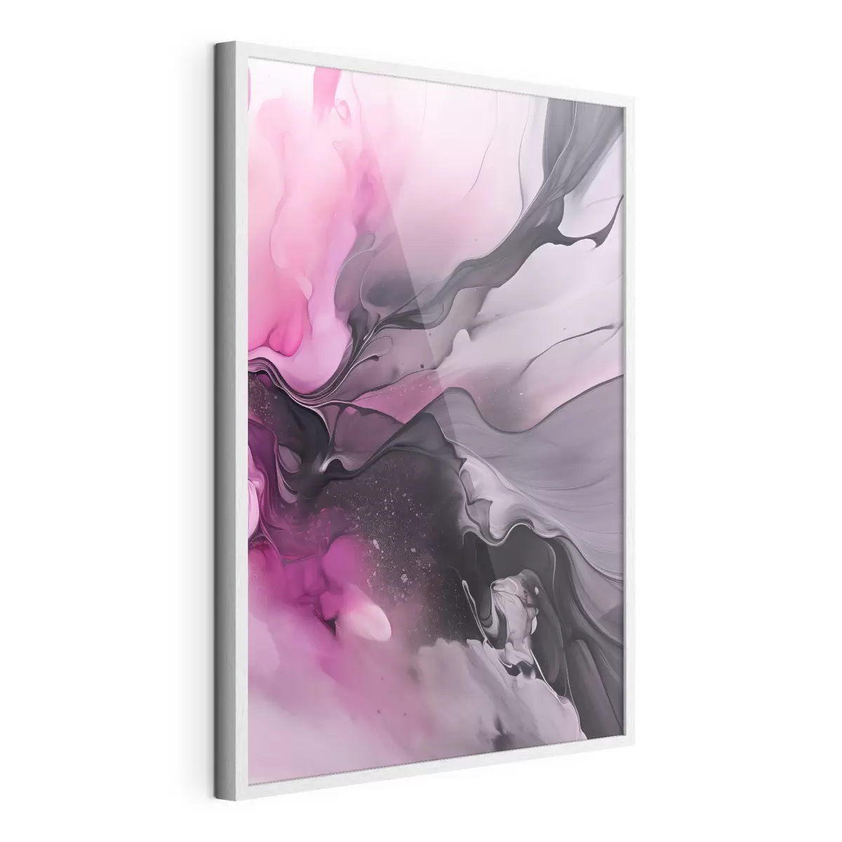 Poster Des tourbillons abstraits de rose, de violet et de noir se fondent dans une composition fluide et organique, créant une impression de mouvement f45196