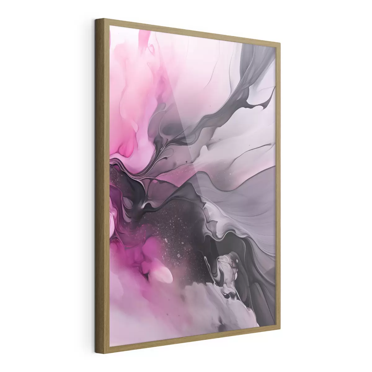 Poster Des tourbillons abstraits de rose, de violet et de noir se fondent dans une composition fluide et organique, créant une impression de mouvement f45196