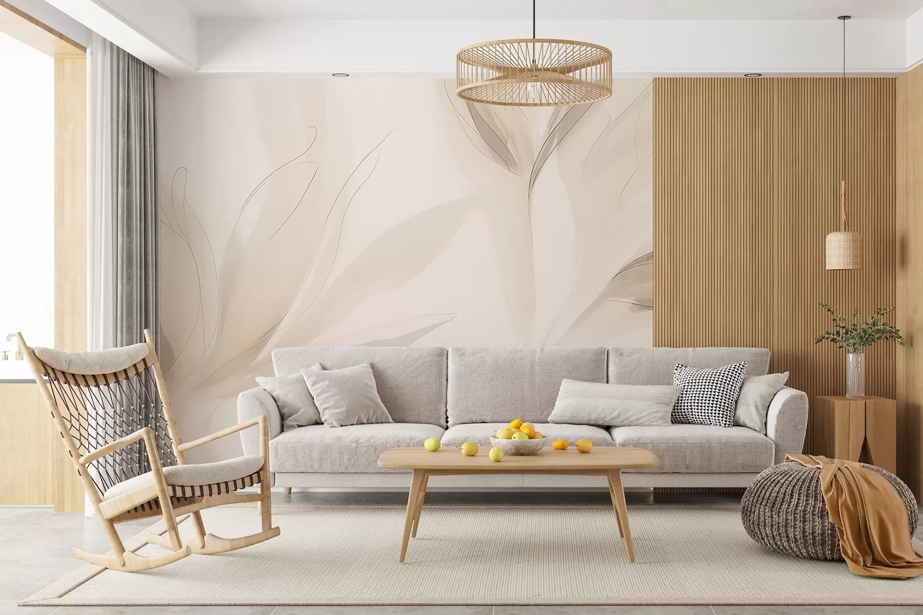 Papier peint Feuilles abstraites légères w04243