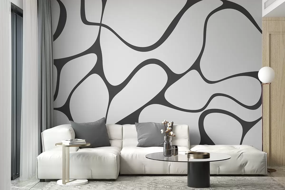 Papier peint Motif abstrait avec lignes courbes w04274