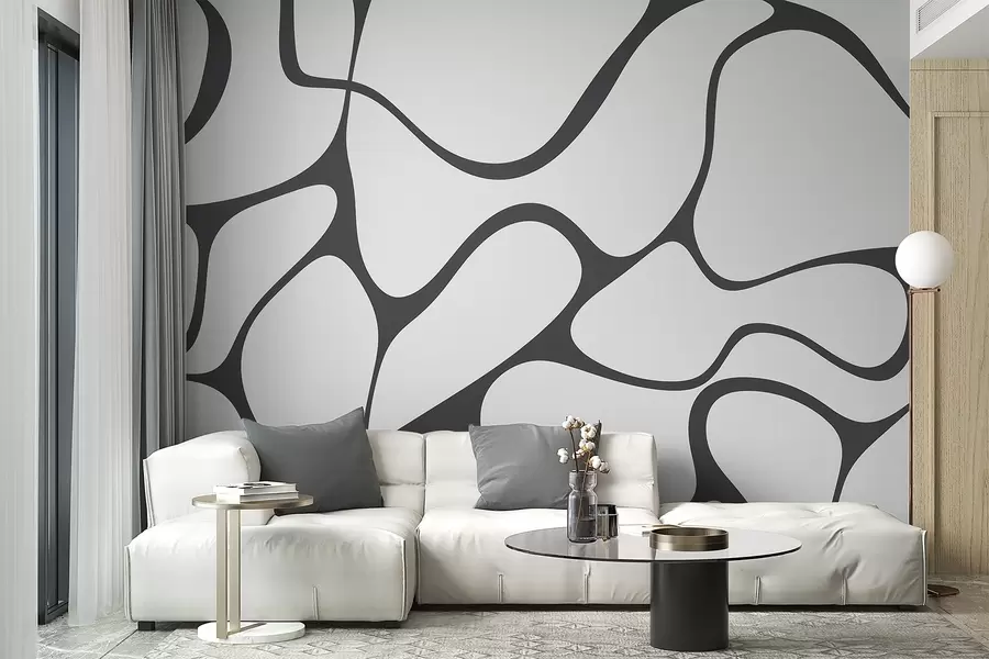 Papier peint Motif abstrait avec lignes courbes w04274