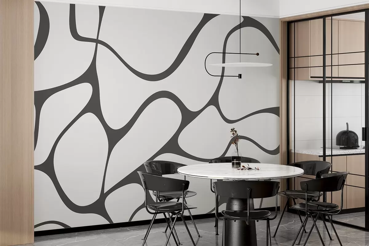 Papier peint Motif abstrait avec lignes courbes w04274