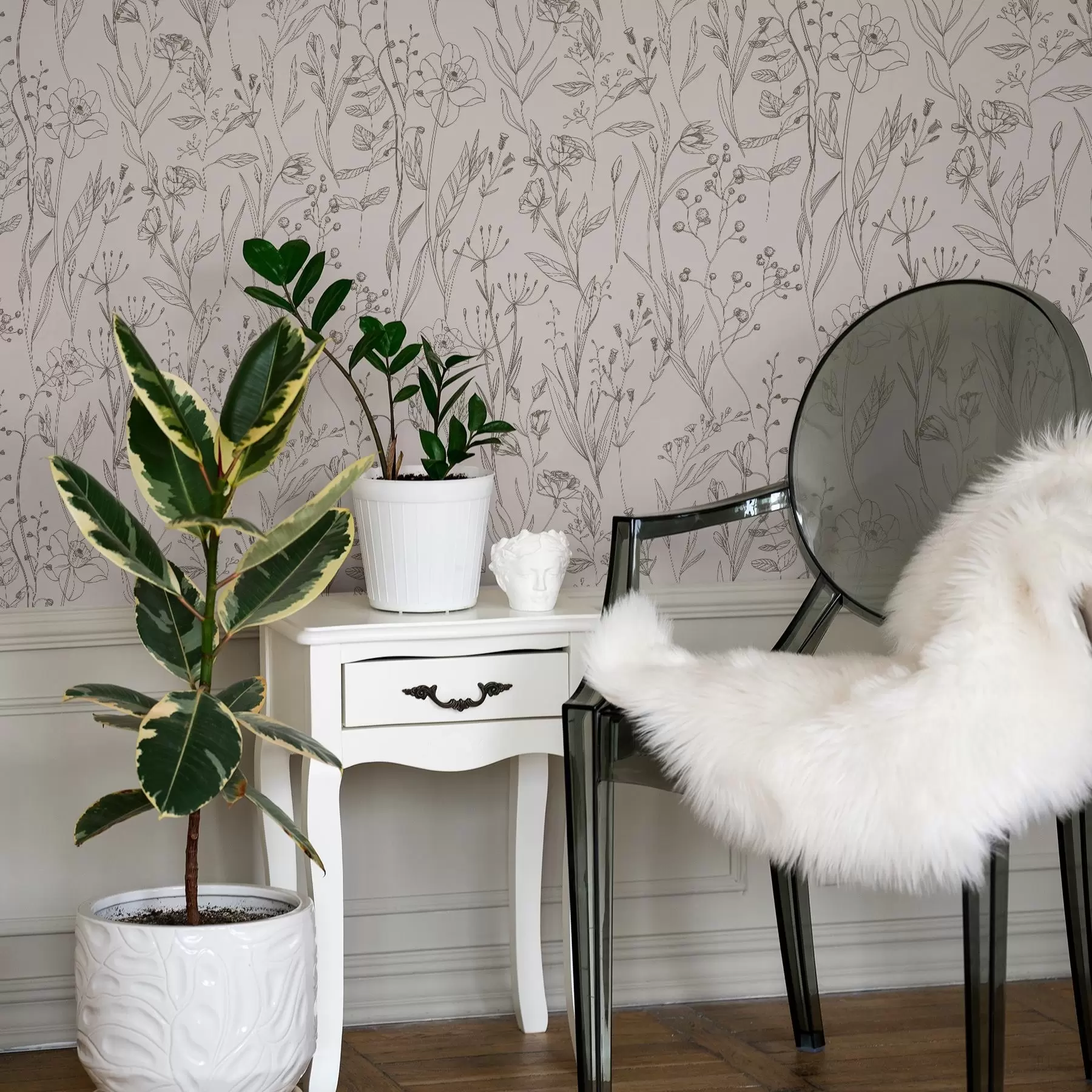 Papier peint Fleurs sauvages minimalistes