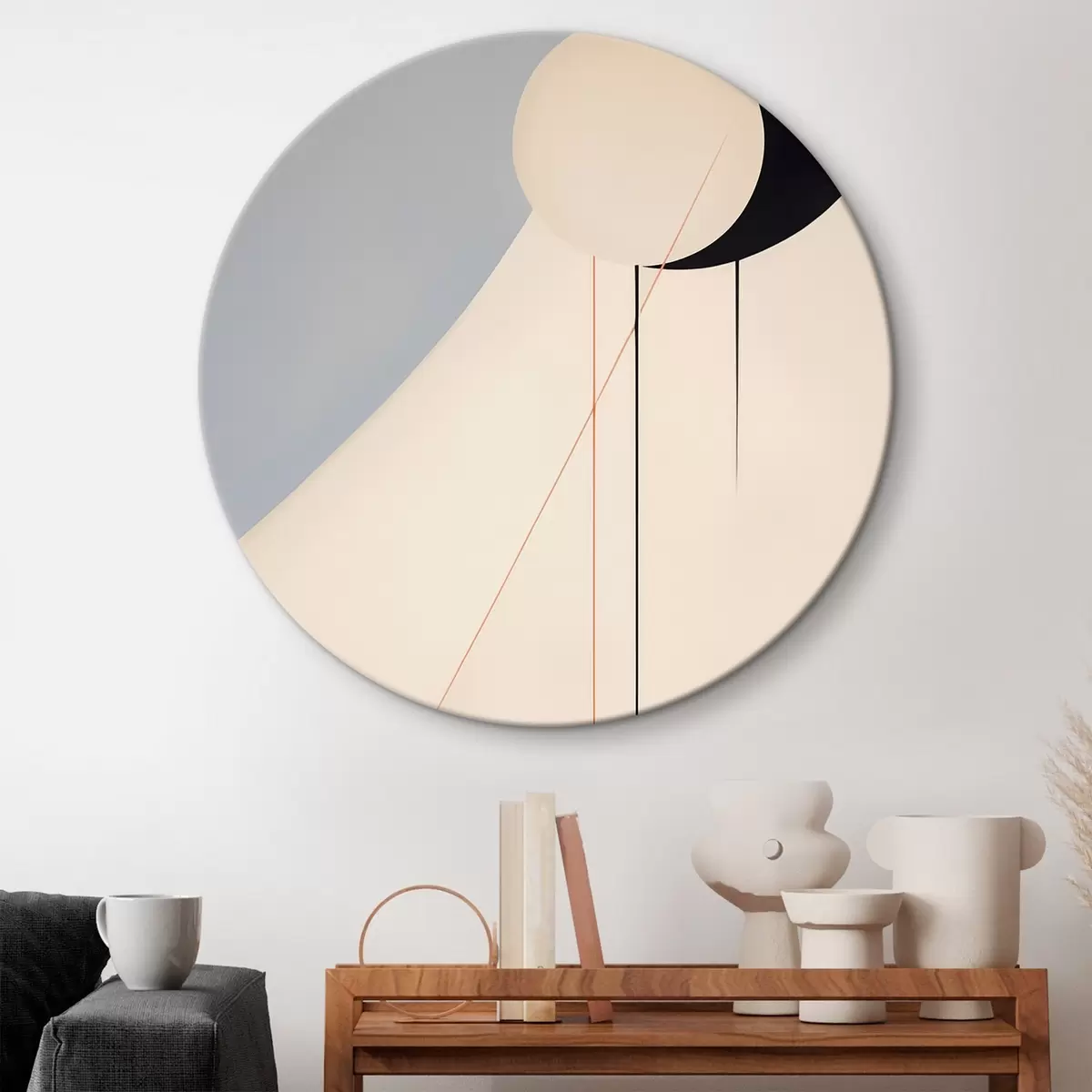Tableaux rondes Abstraction géométrique minimaliste r45212