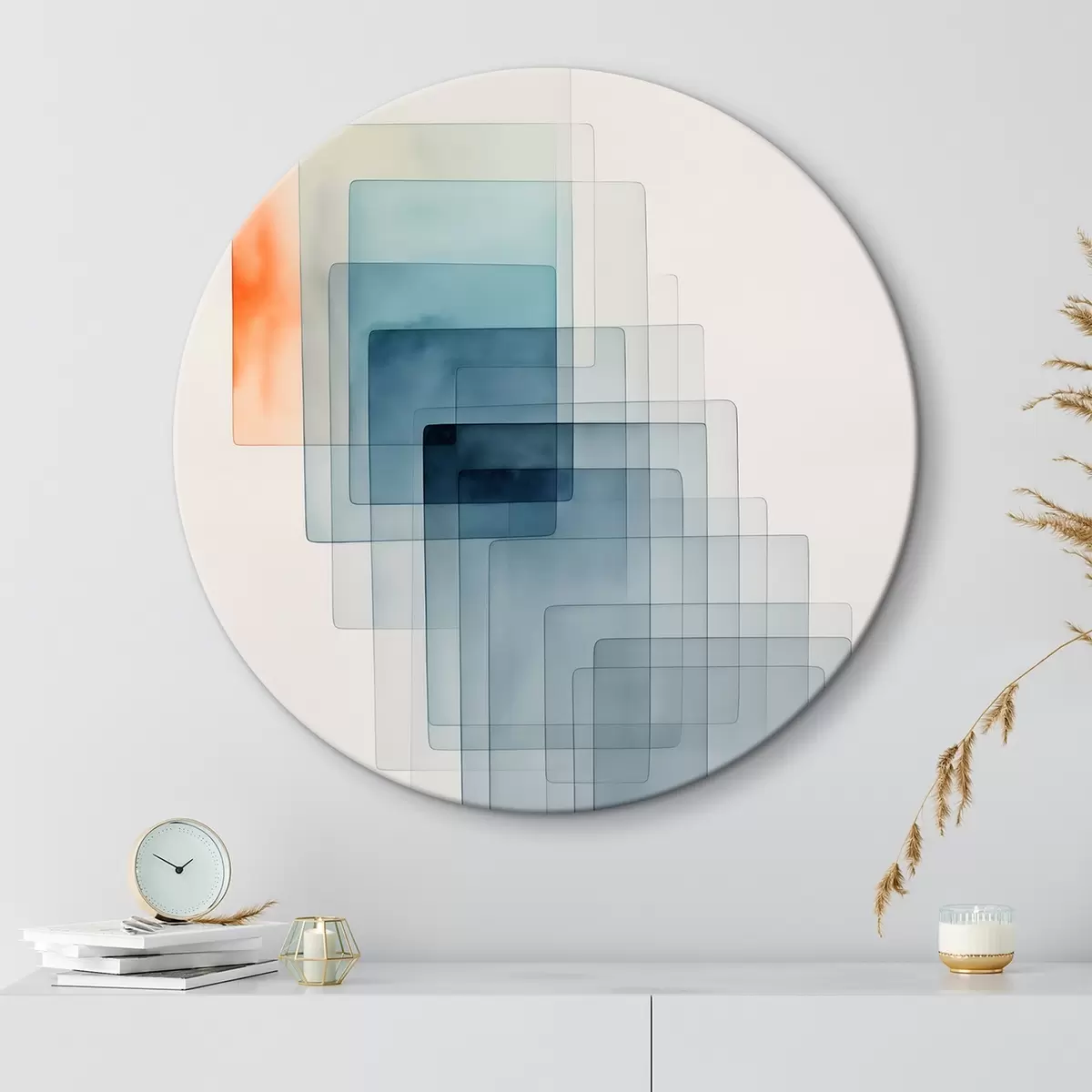 Tableaux rondes Abstraction géométrique minimaliste r45213