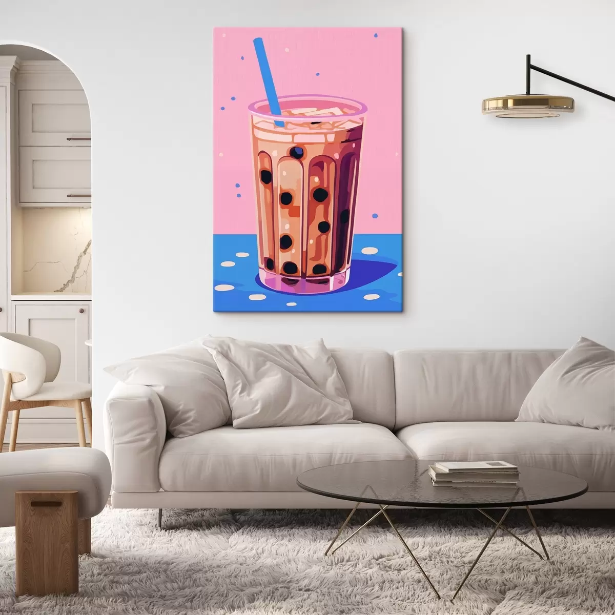 Tableau Verres avec thé à bulles s45217