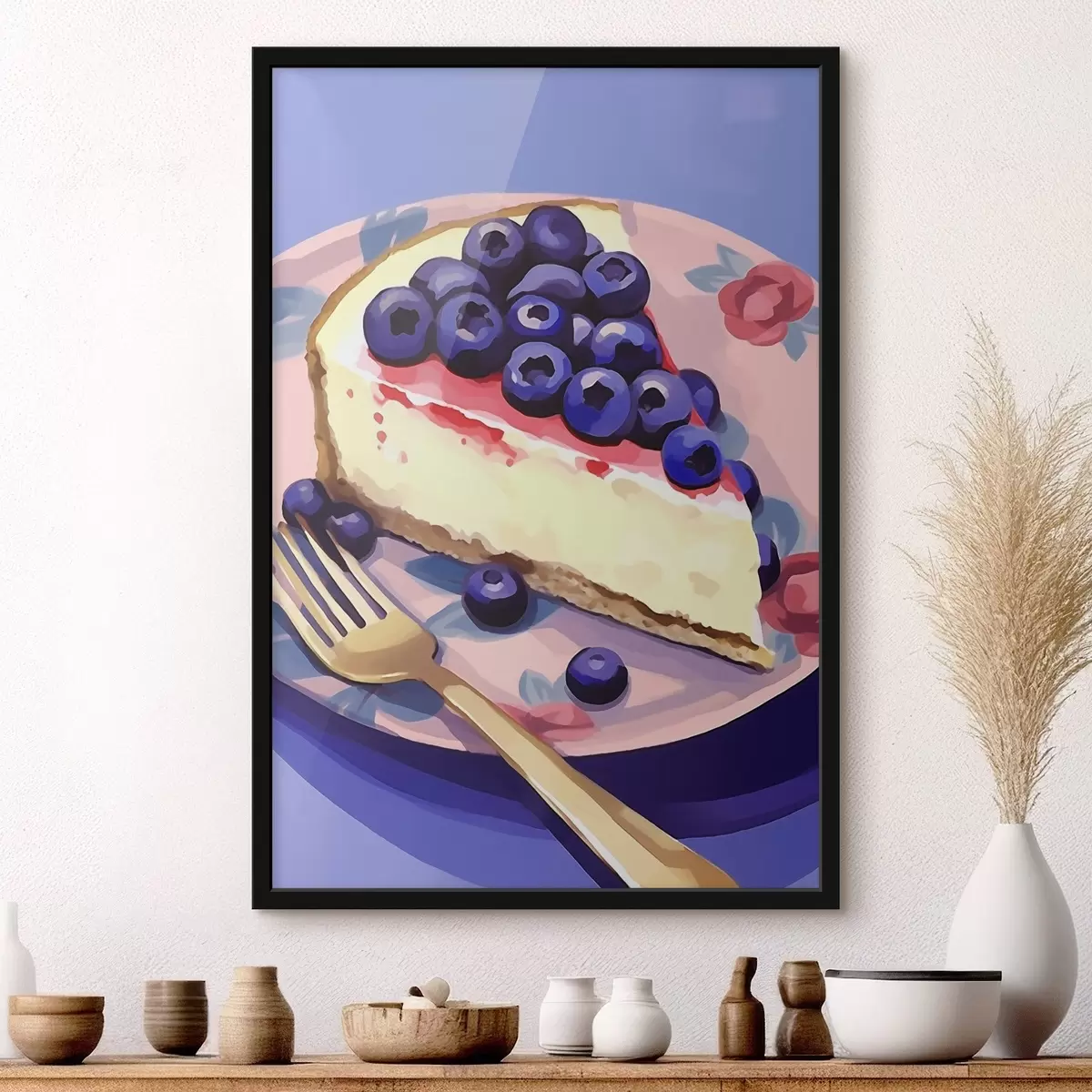 Poster Gâteau au fromage avec des myrtilles f45229