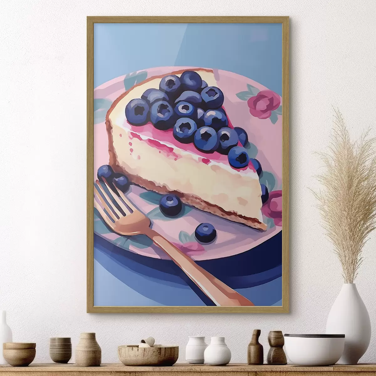 Poster Gâteau au fromage avec des myrtilles f45229