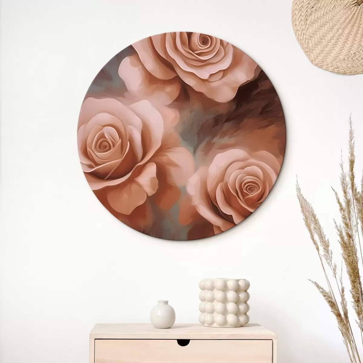 Tableaux rondes Trois roses roses sur fond flou r45221