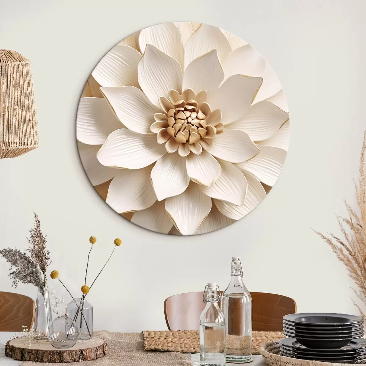 Tableaux rondes Fleur volumétrique r45224