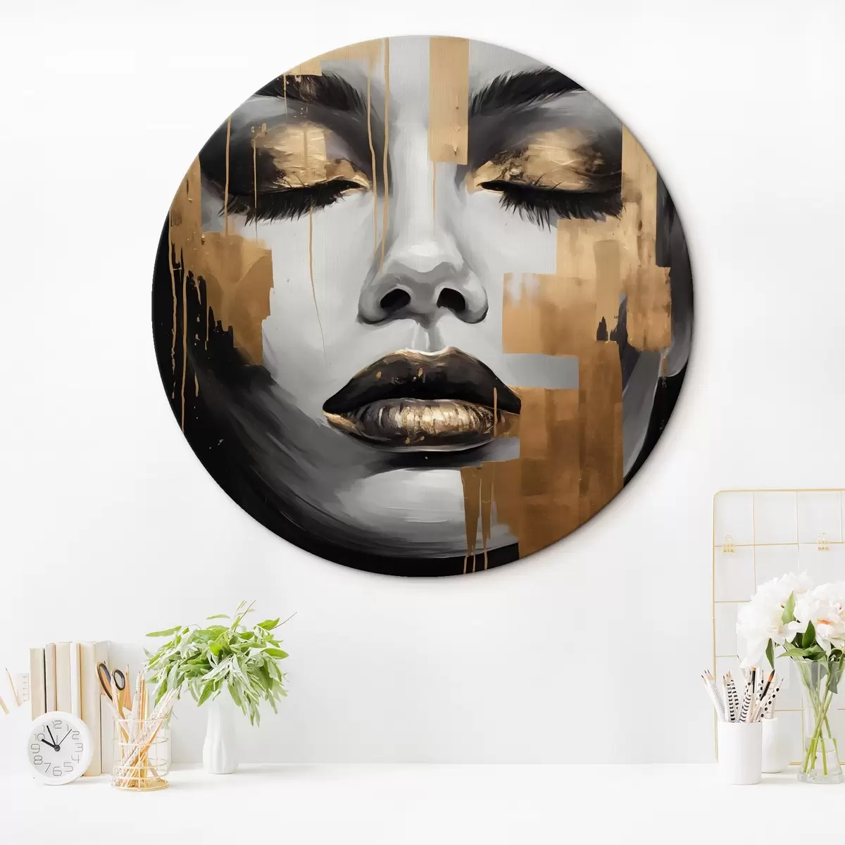 Tableaux rondes Visage graphique r45225