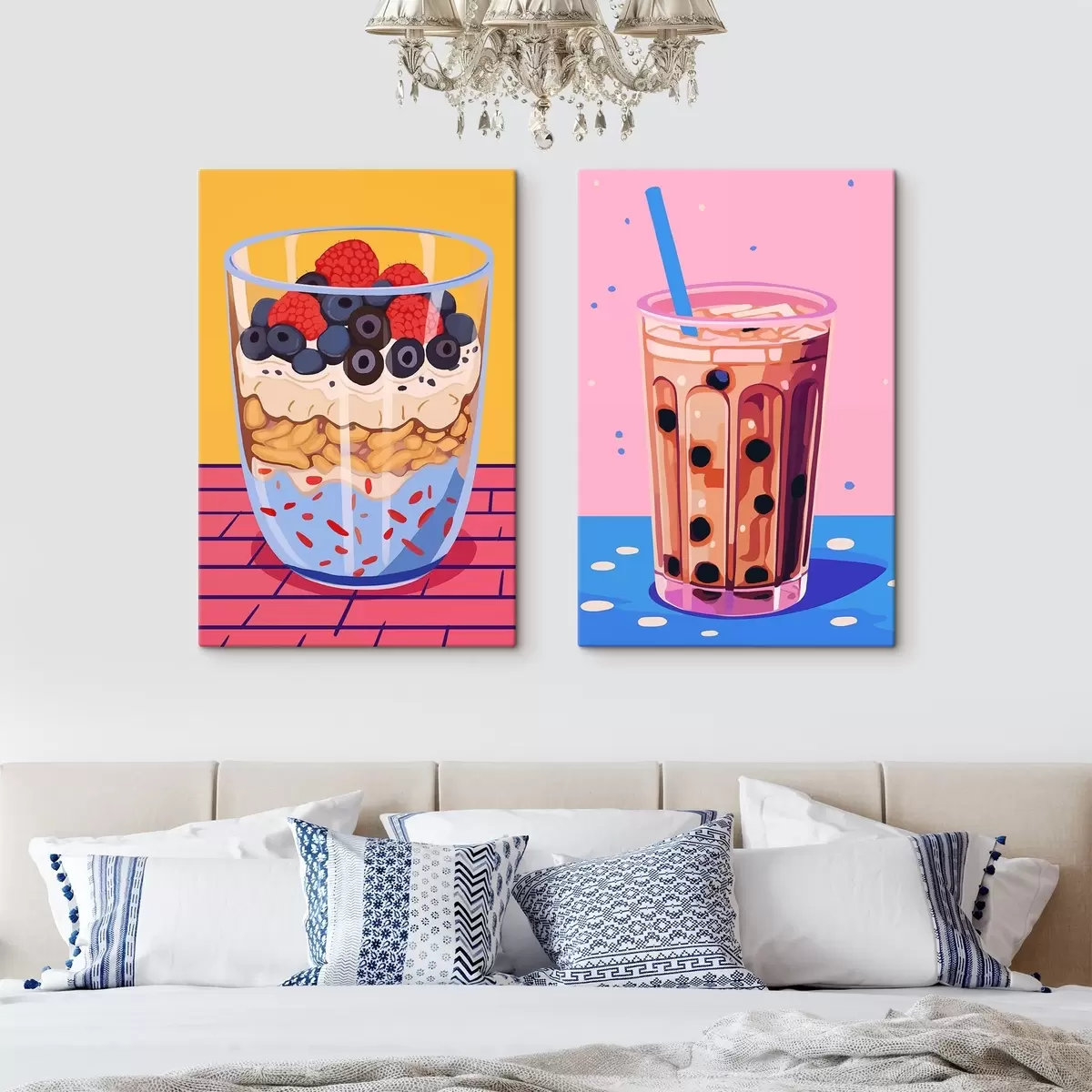 Tableau Bubble tea et granola avec fruits m00545