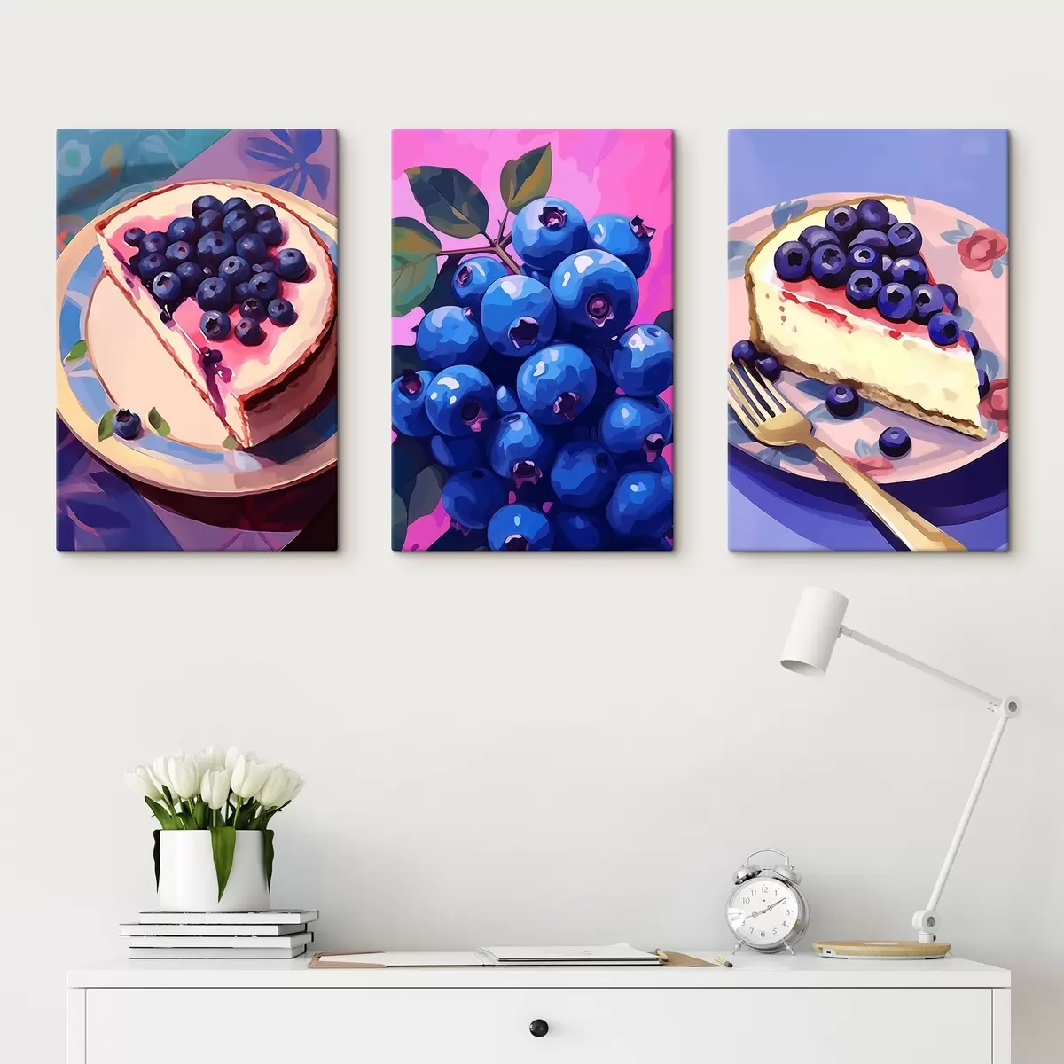 Tableau Gâteau au fromage et myrtilles m00547