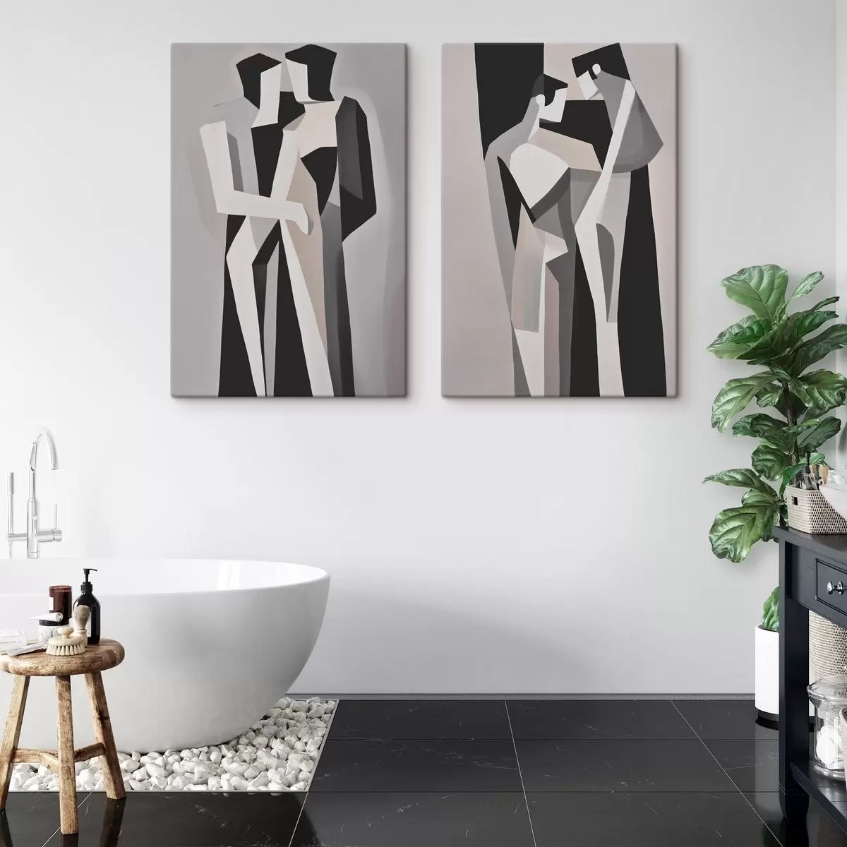 Tableau Couples géométriques abstraits m00517