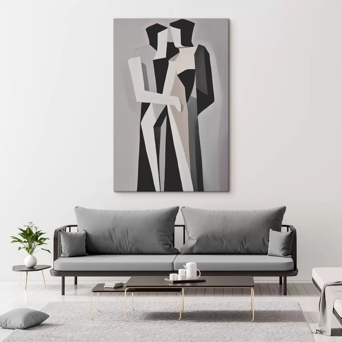 Tableau Figures abstraites en monochrome s45155