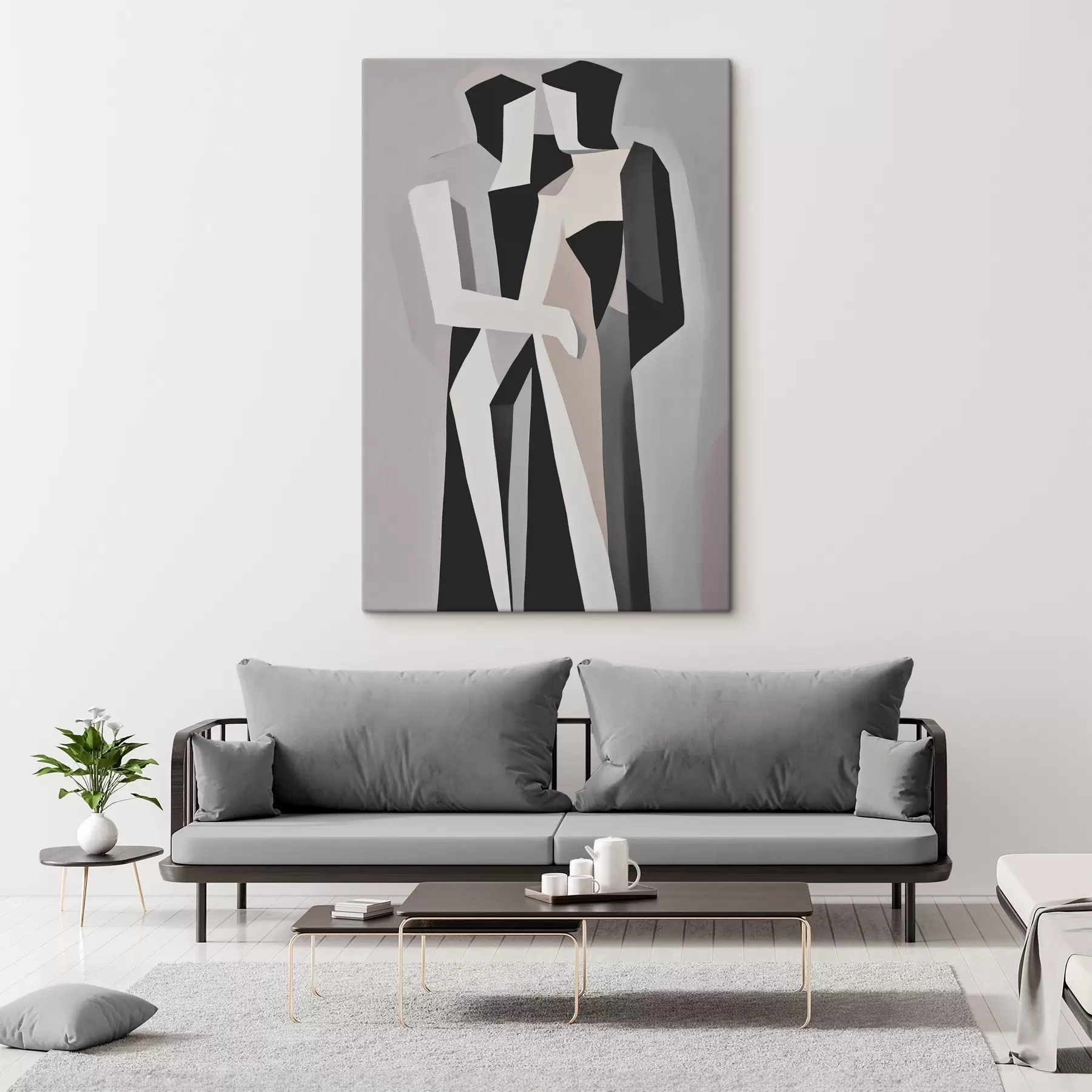 Tableau Figures abstraites en monochrome s45155