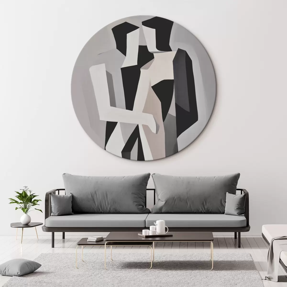Tableaux rondes Figures abstraites en monochrome r45155