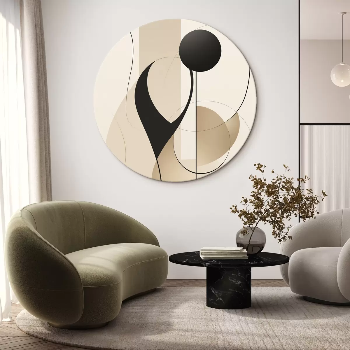 Tableaux rondes Courbes et formes abstraites r45197