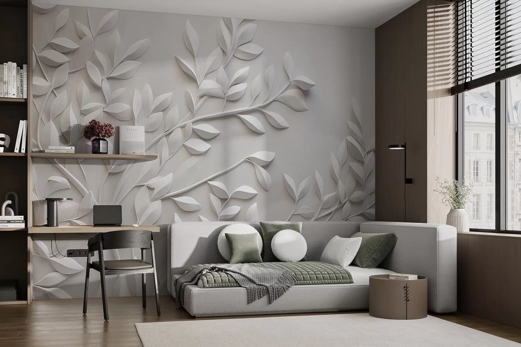 Papier peint Texture monochrome de la nature en relief w04329