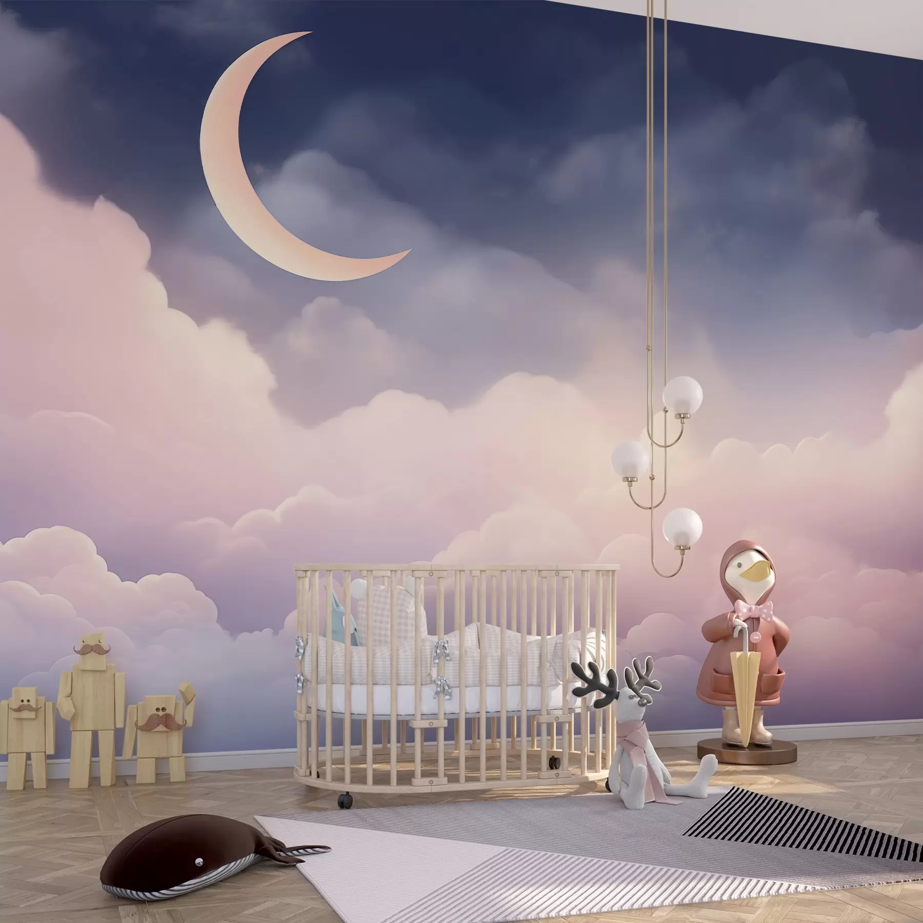 Papier peint Nuages et lune w04330