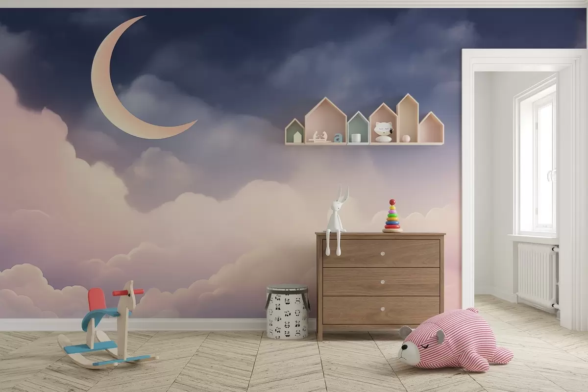 Papier peint Nuages et lune w04330