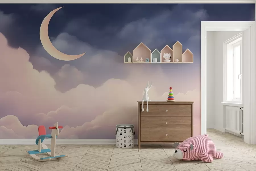 Papier peint Nuages et lune w04330