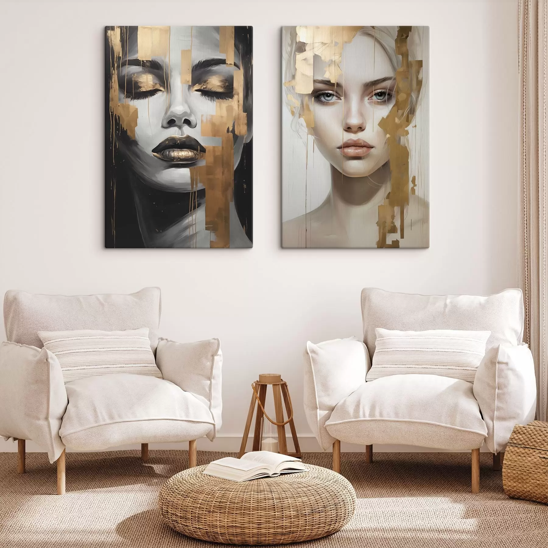 Tableau Portrait de femme en noir et blanc m00544