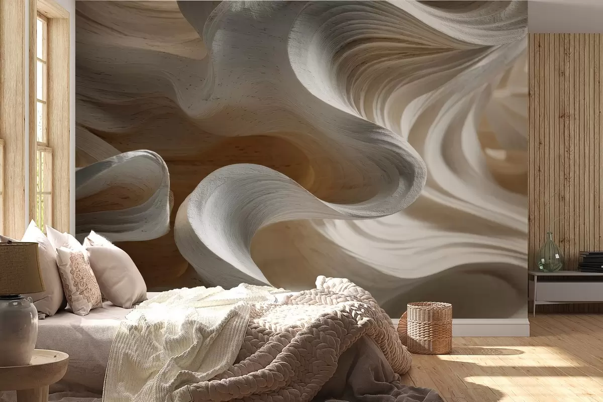 Papier peint Imitation de vagues en bois w04316