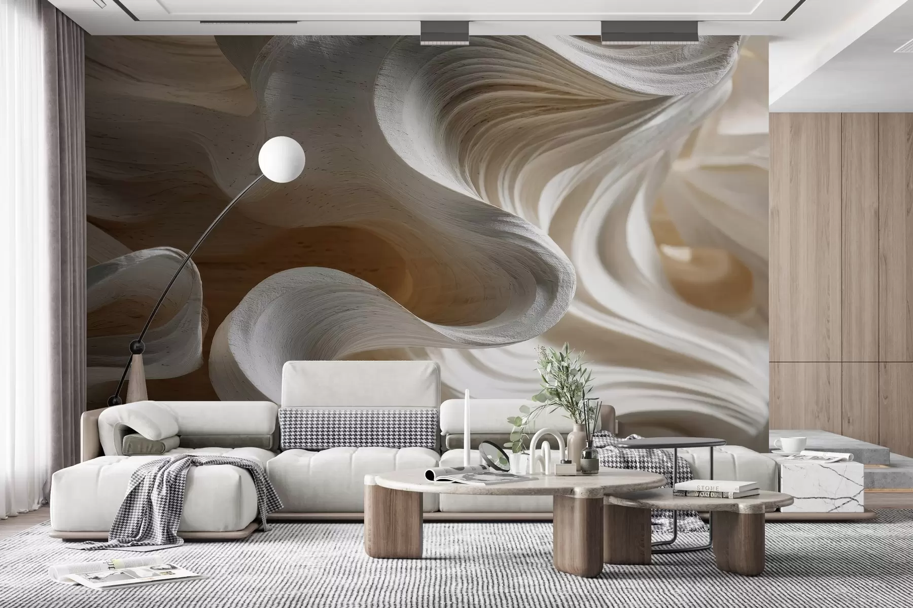 Papier peint Imitation de vagues en bois w04316