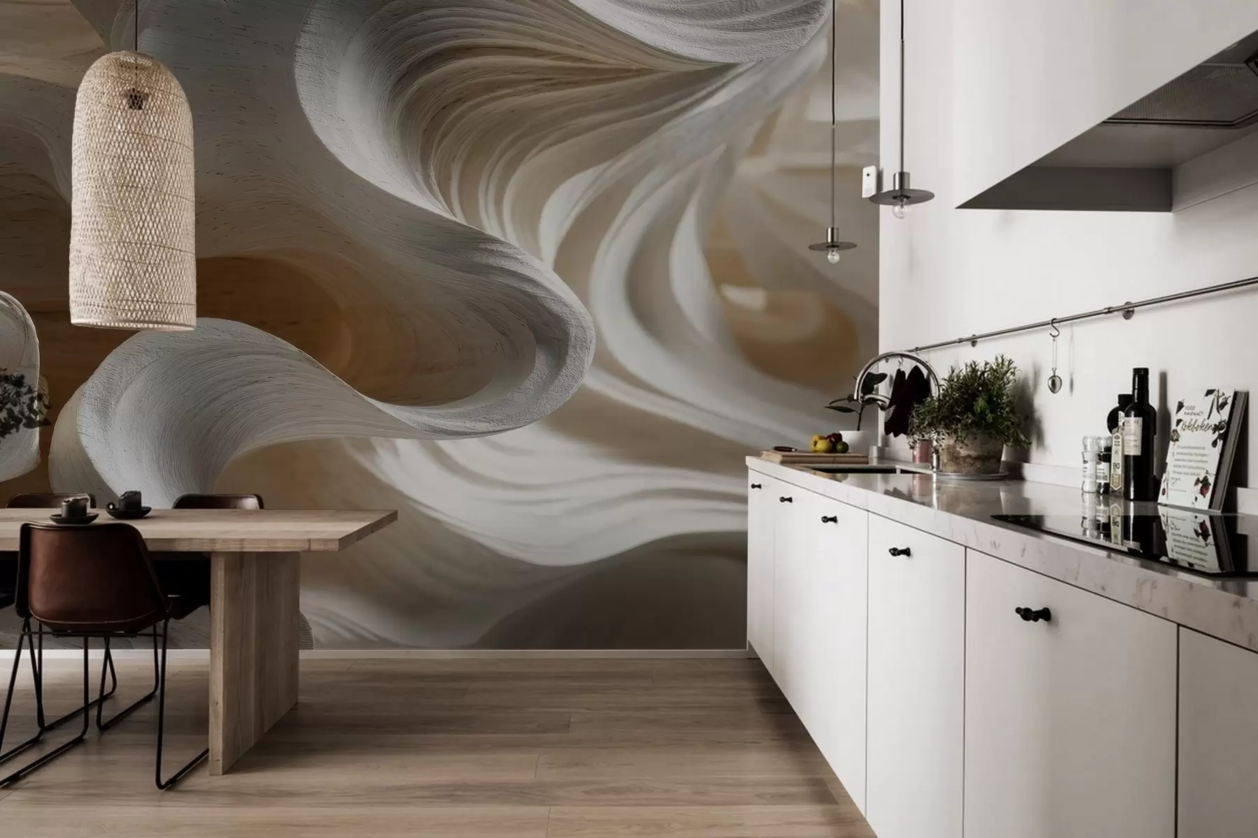 Papier peint Imitation de vagues en bois w04316