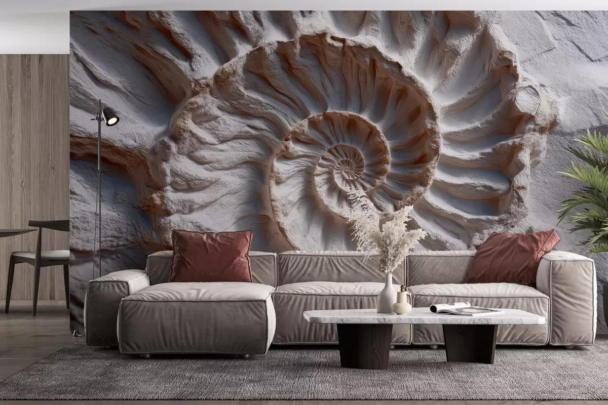 Papier peint Empreinte d'ammonite w04323