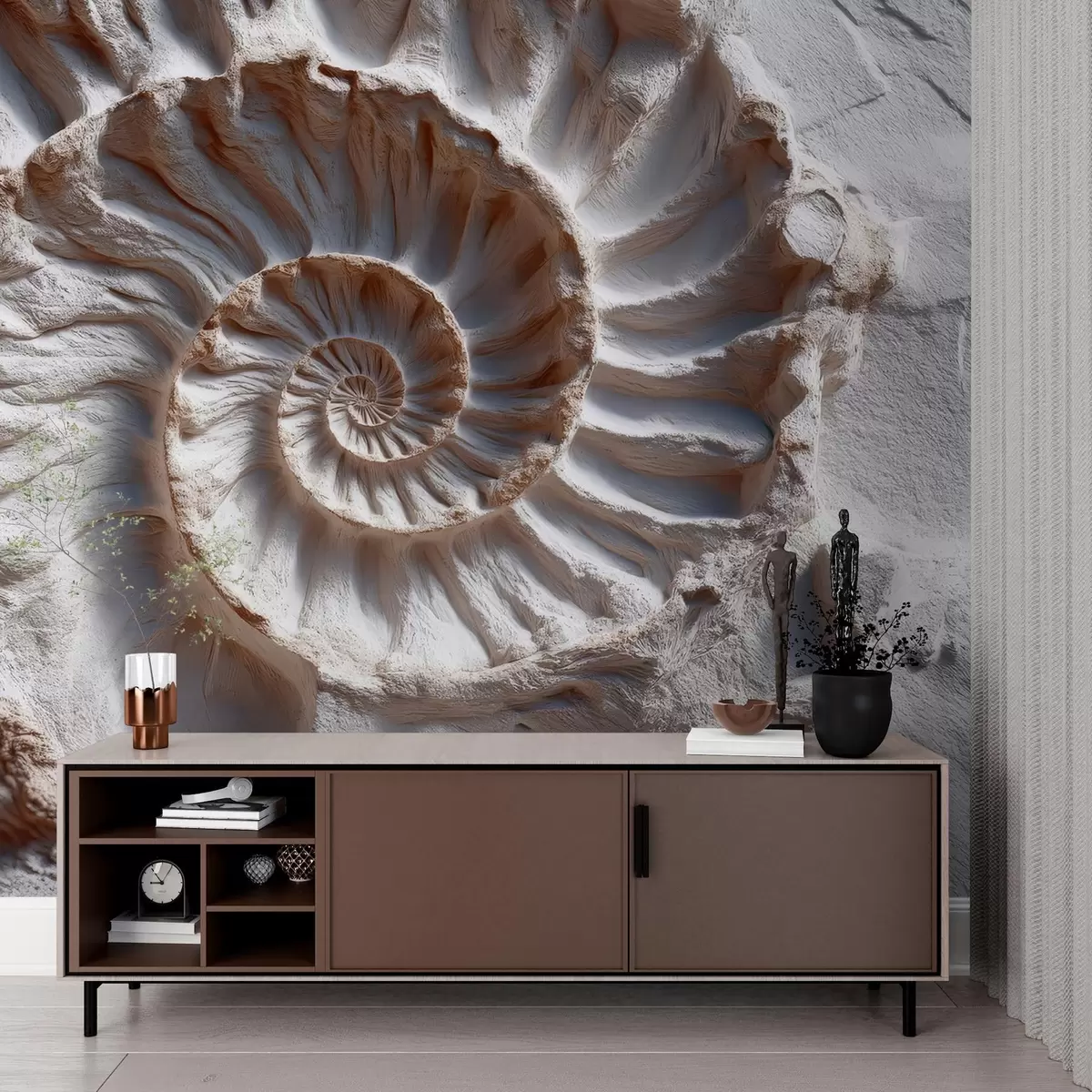 Papier peint Empreinte d'ammonite w04323