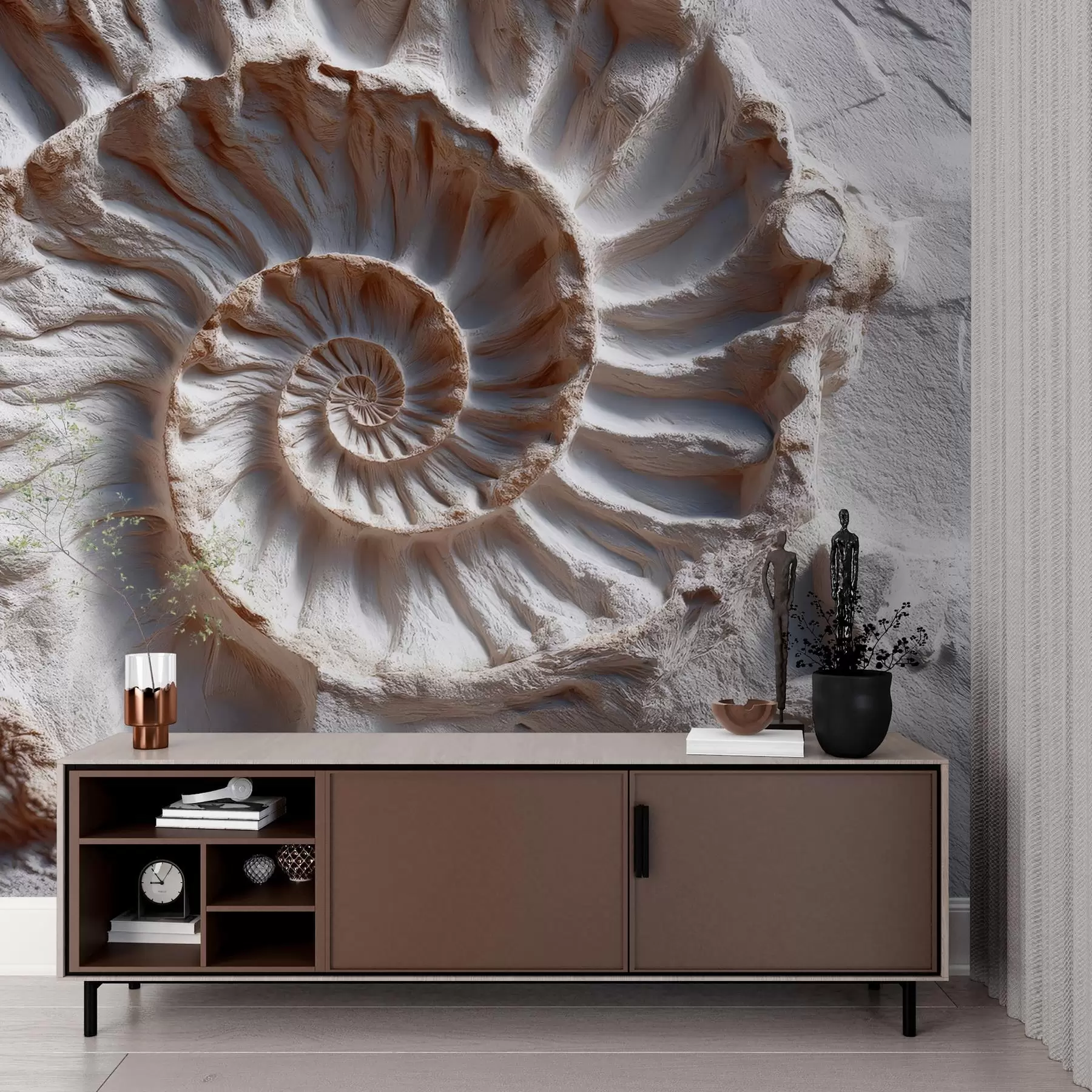 Papier peint Empreinte d'ammonite w04323