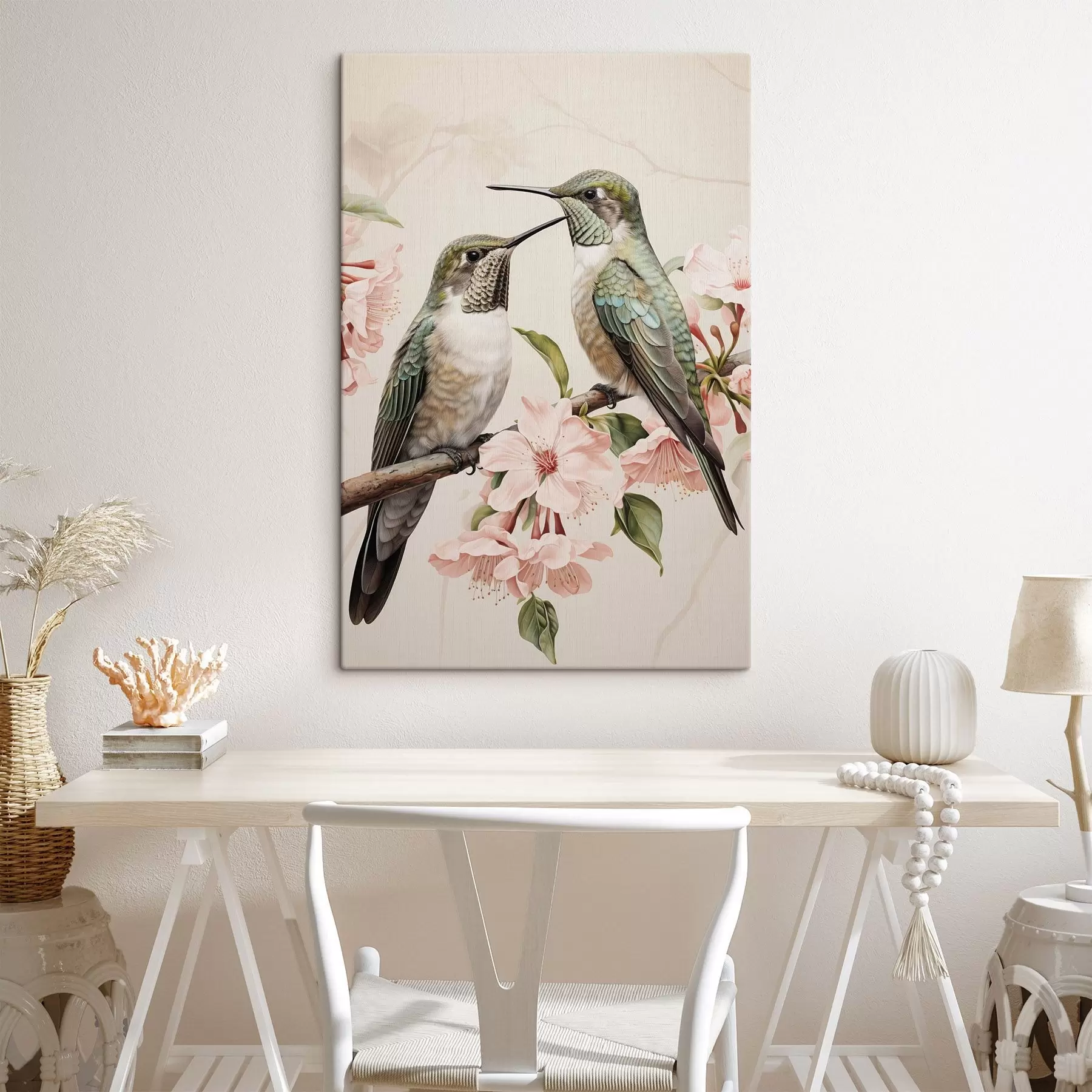 Tableau Un couple d'oiseaux sur une branche s44550