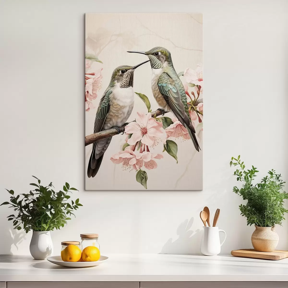 Tableau Un couple d'oiseaux sur une branche s44550
