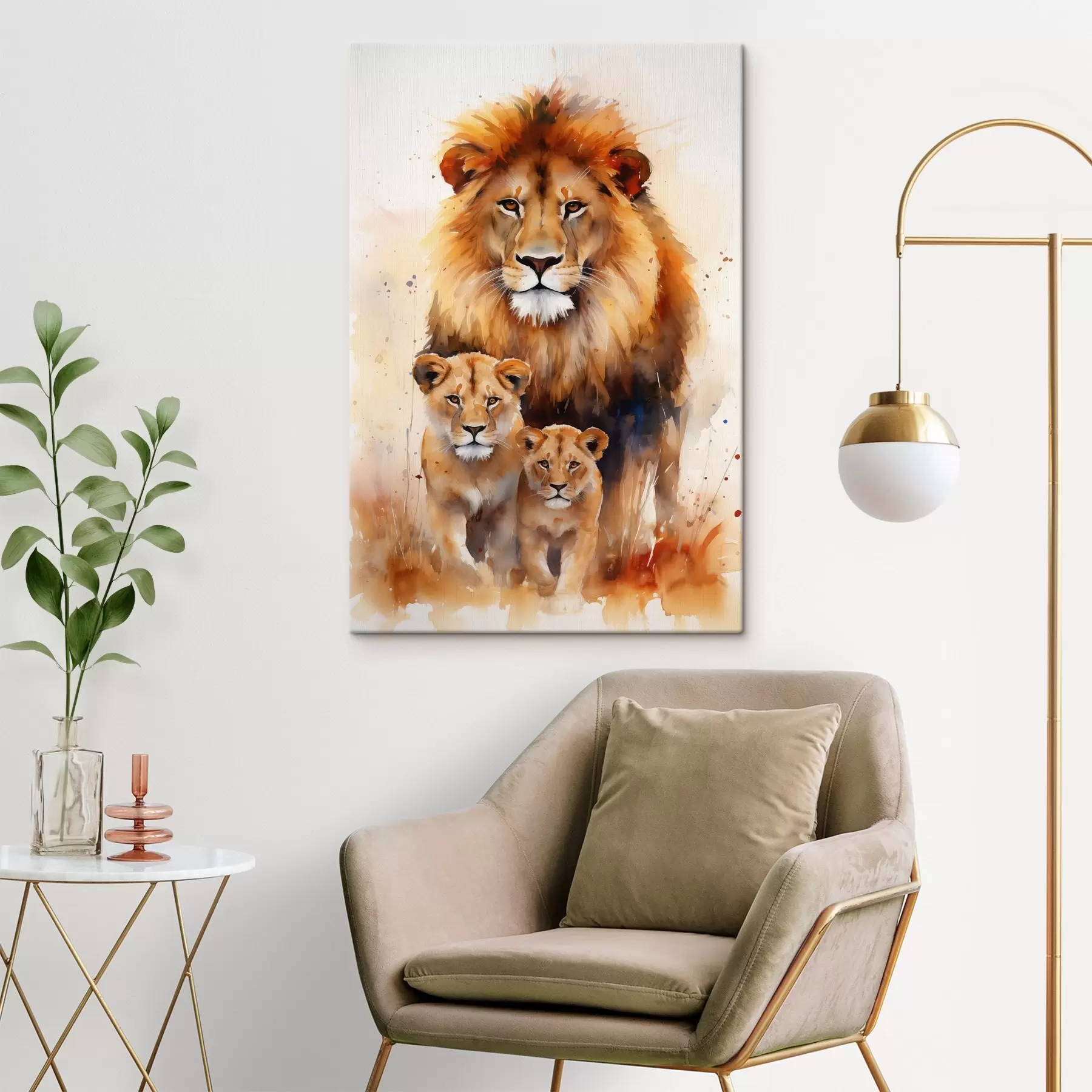 Papier peint Une famille de lions s44555