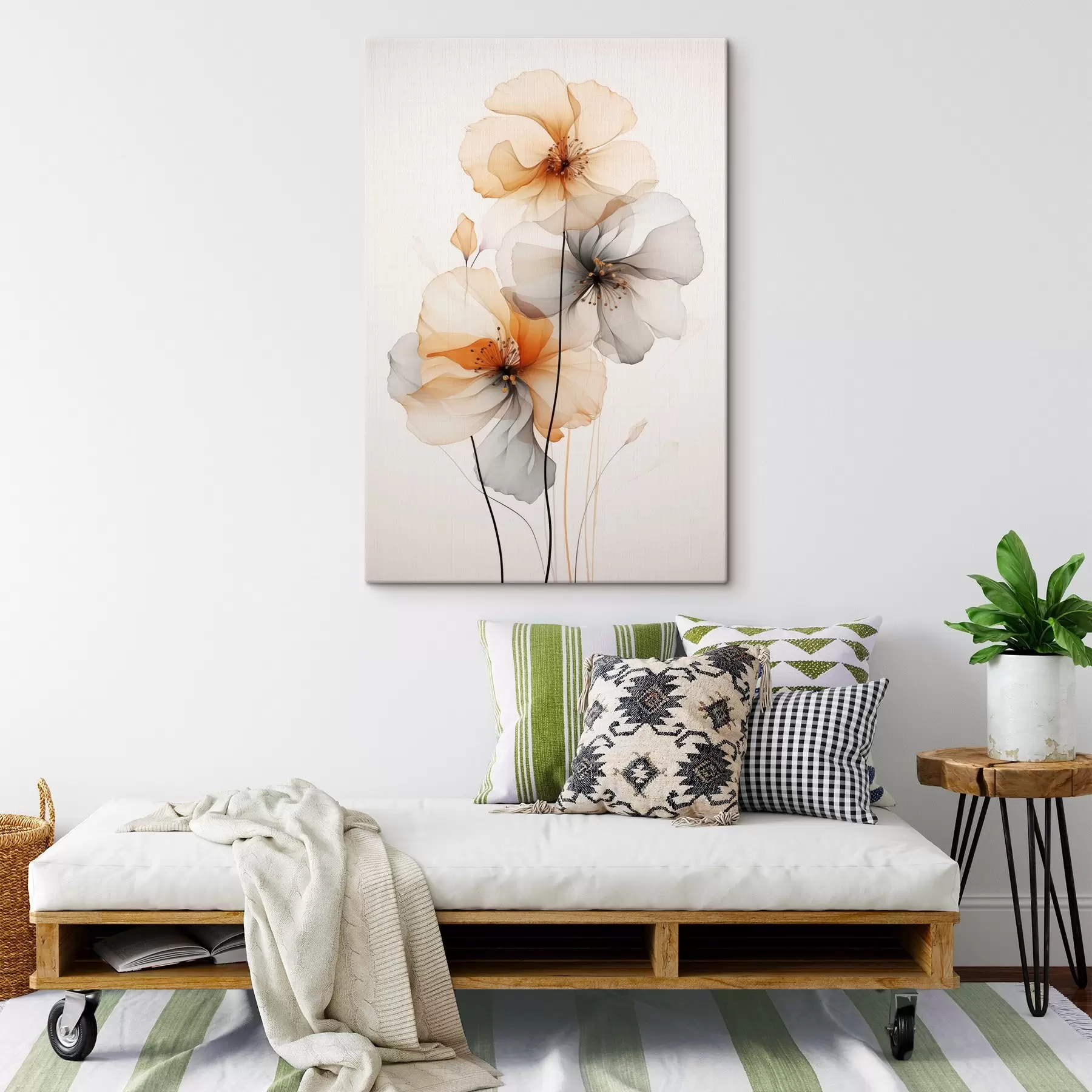 Tableau Fleurs abstraites translucides s44558