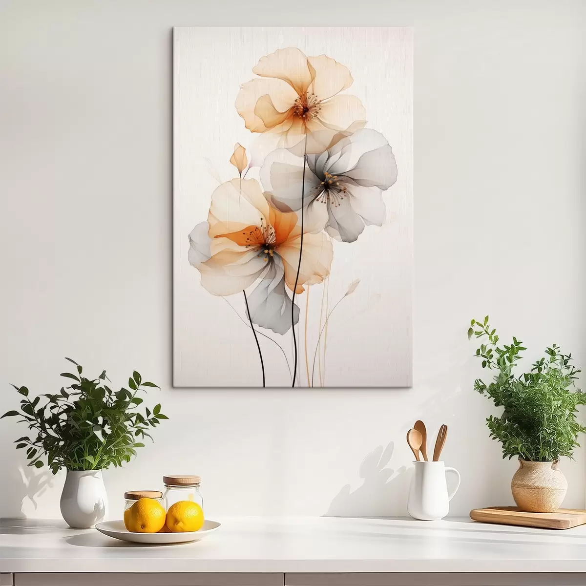 Tableau Fleurs abstraites translucides s44558