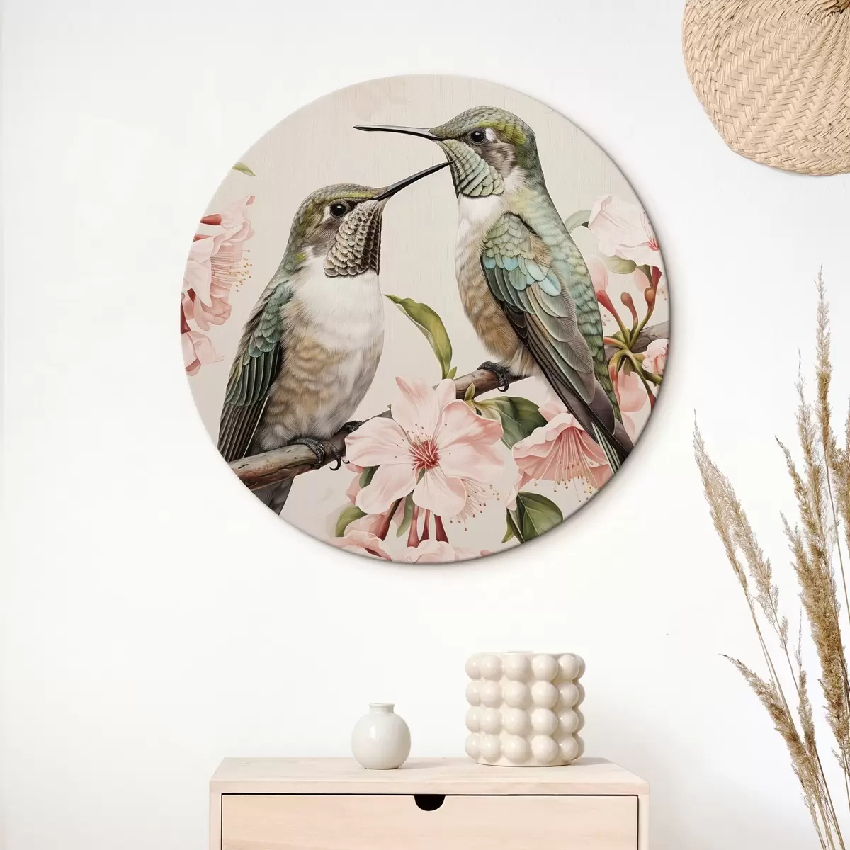 Tableaux rondes Un couple d'oiseaux sur une branche r44550