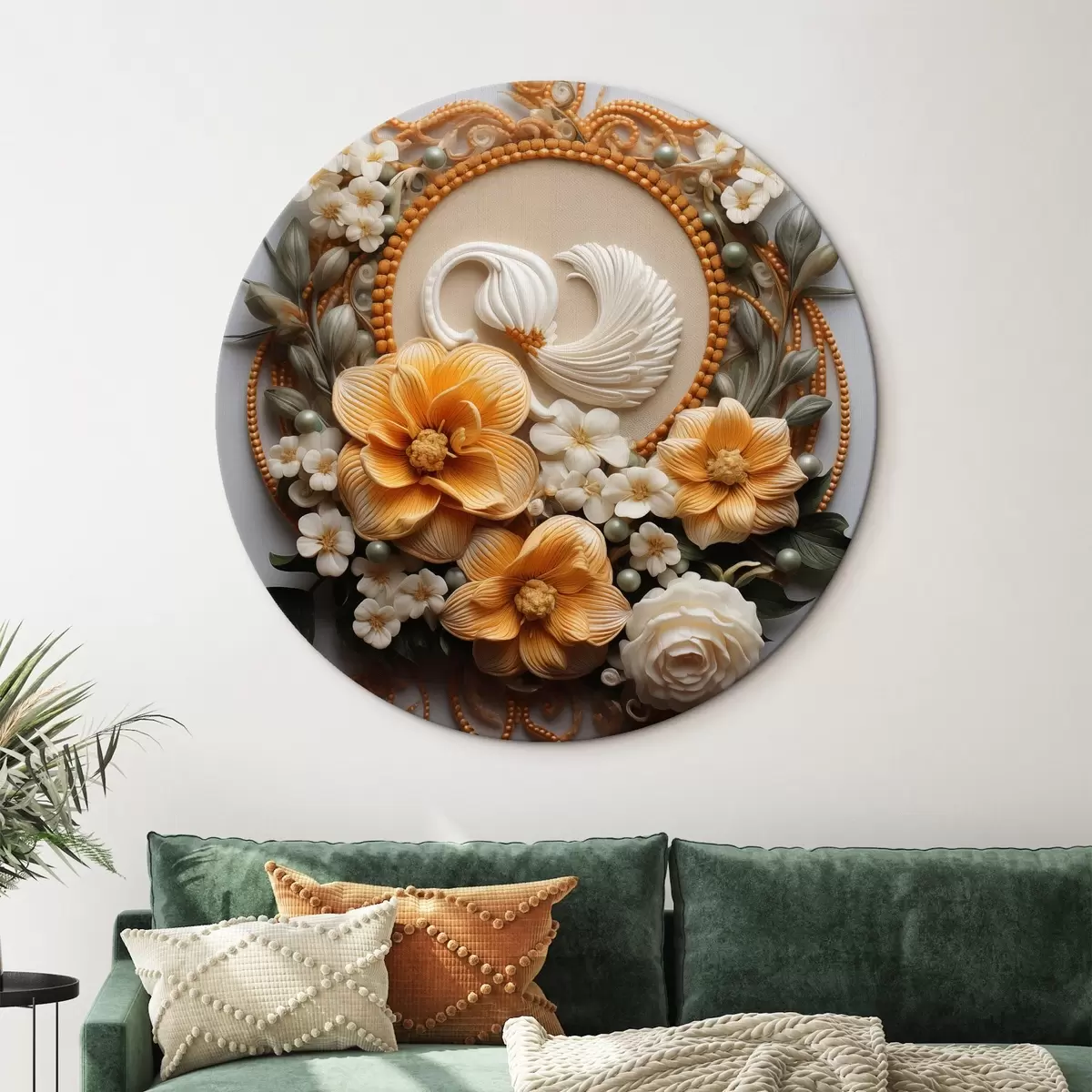 Tableaux rondes Composition abstraite de fleurs r44553