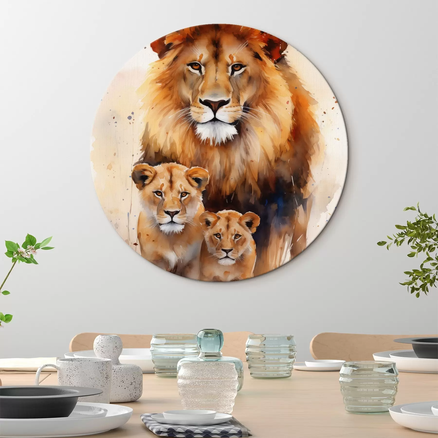 Tableau Une famille de lions r44555