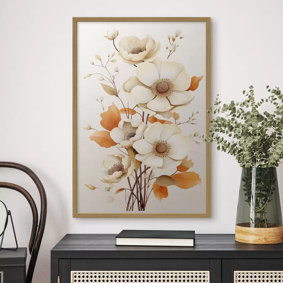 Papier peint Fleurs légères sur fond beige f44549