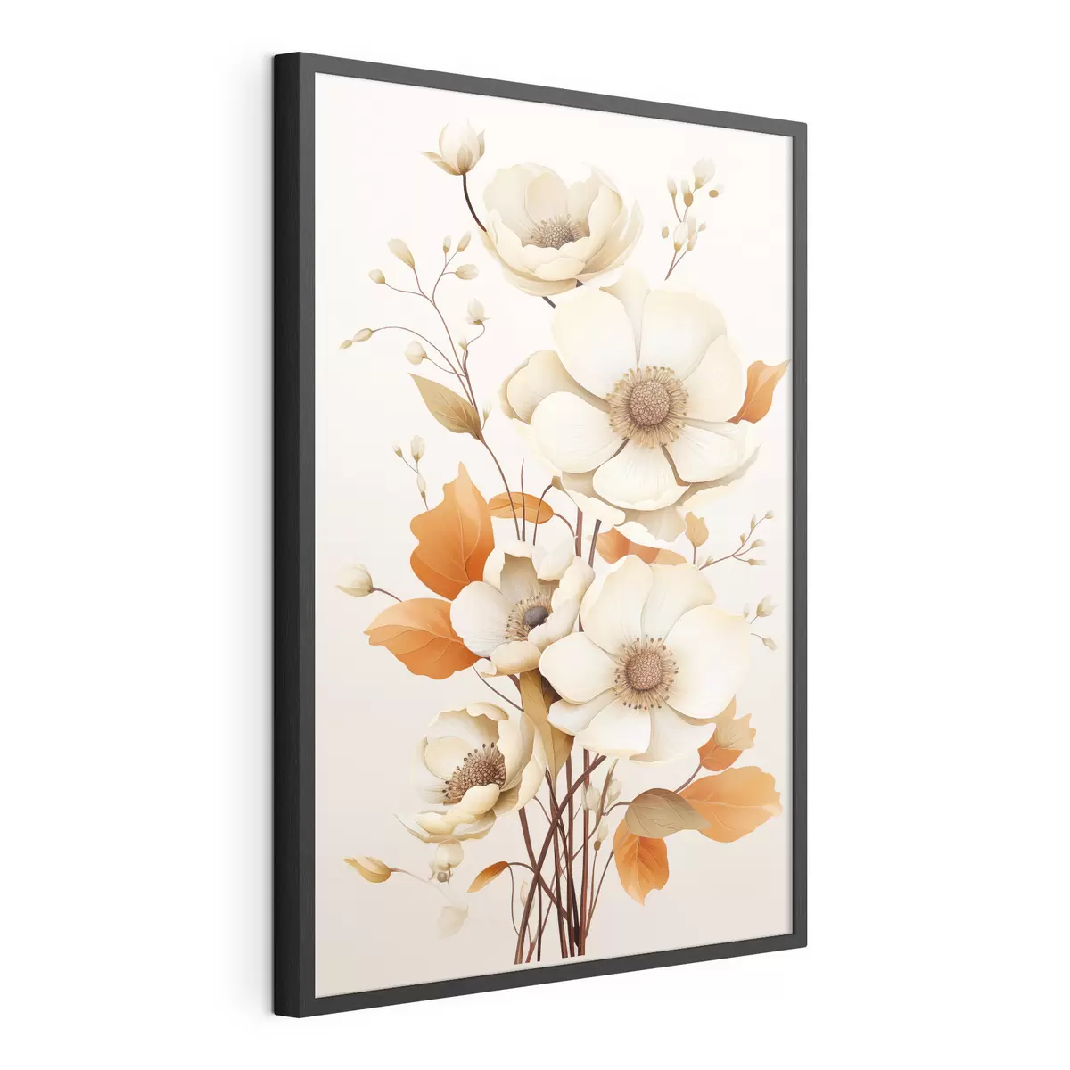 Poster Fleurs légères sur fond beige f44549