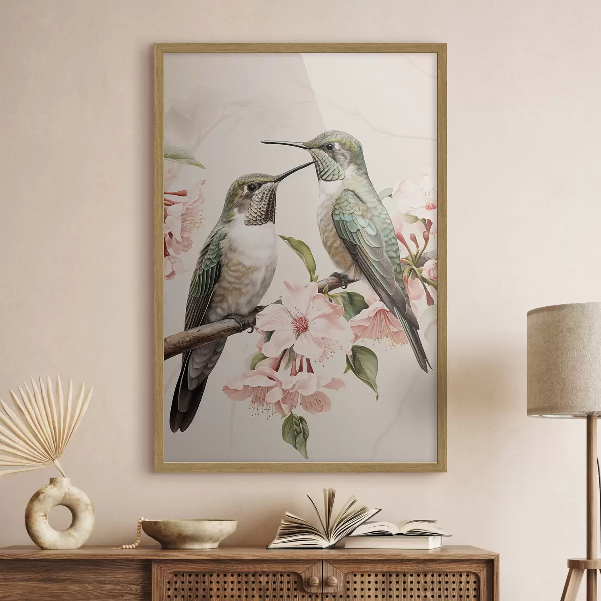 Poster Un couple d'oiseaux sur une branche f44550